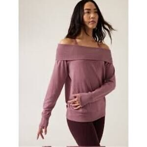 NWT Athleta Dark Violet Blush Studio Barre Sweatshirt Top Large Yoga Pilates